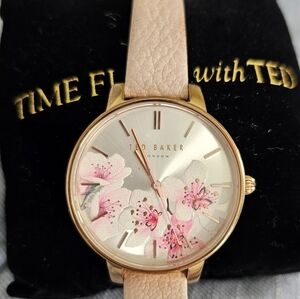 Ted Baker Women's Floral Watch - Pink and Rose Gold